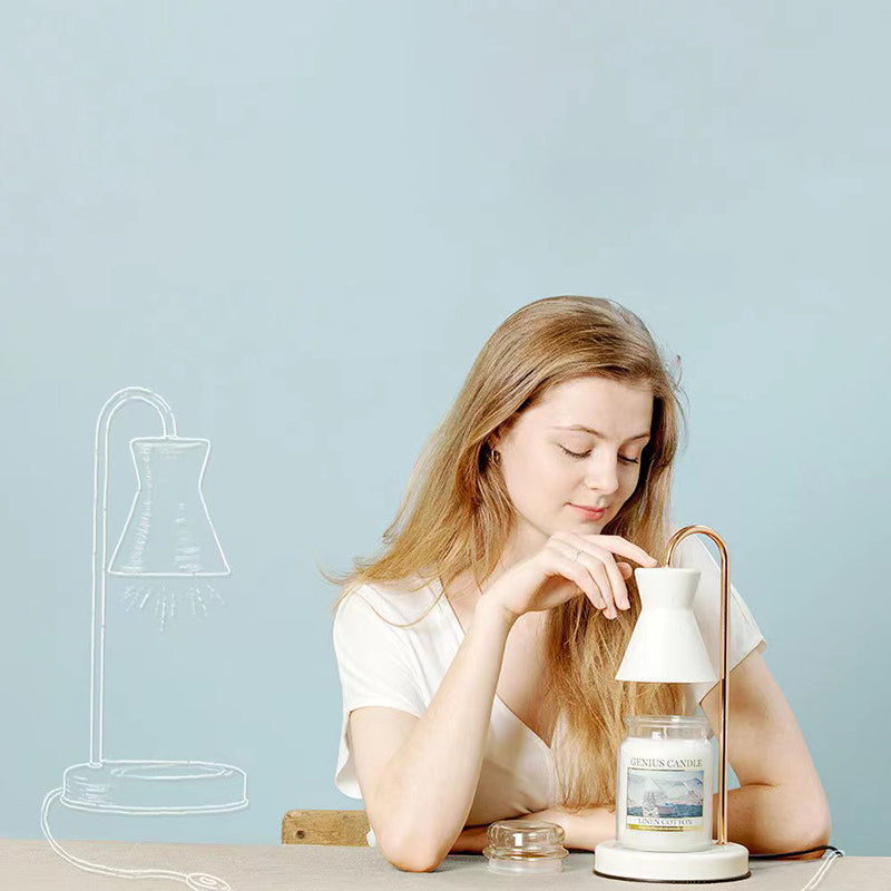 Lámpara de mesa de cera derretida de aroma de 1 luz de hierro en forma de embudo de poste recto minimalista moderno para dormitorio 