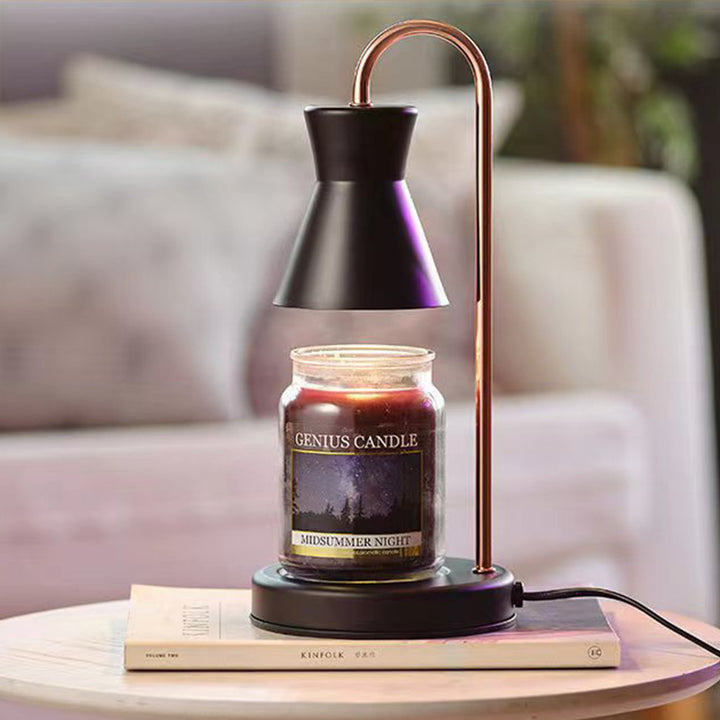 Lámpara de mesa de cera derretida de aroma de 1 luz de hierro en forma de embudo de poste recto minimalista moderno para dormitorio 