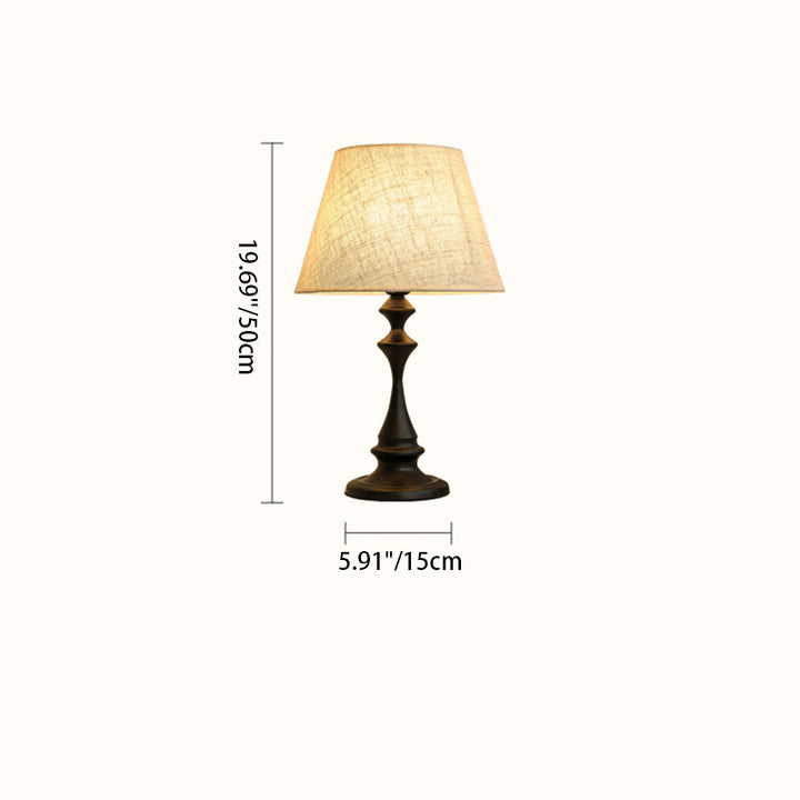 Moderner minimalistischer runder Kegel-Eisenfuß Stoffschirm 1-Licht Tischlampe für das Schlafzimmer 