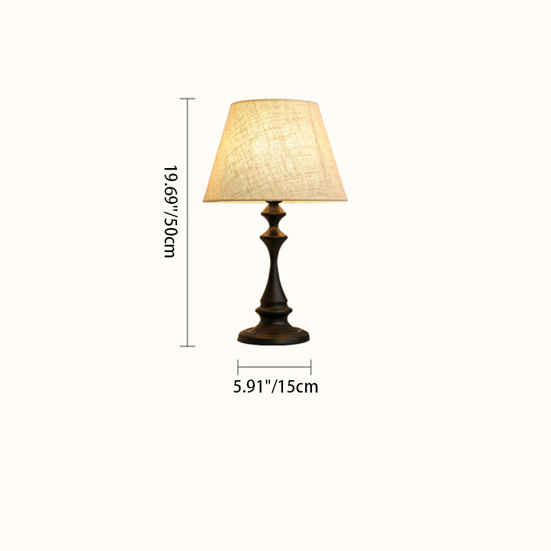 Moderner minimalistischer runder Kegel-Eisenfuß Stoffschirm 1-Licht Tischlampe für das Schlafzimmer 
