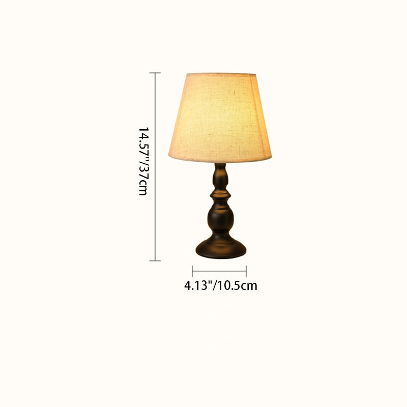 Moderner minimalistischer runder Kegel-Eisenfuß Stoffschirm 1-Licht Tischlampe für das Schlafzimmer 