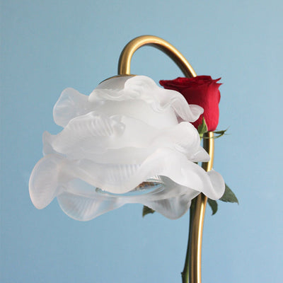 Moderne Minimalistische Gebogene Stange Blumen Marmor Basis Eisenrahmen Glasschirm 1-Licht Aroma Schmelzwachs Tischlampe Für Schlafzimmer 