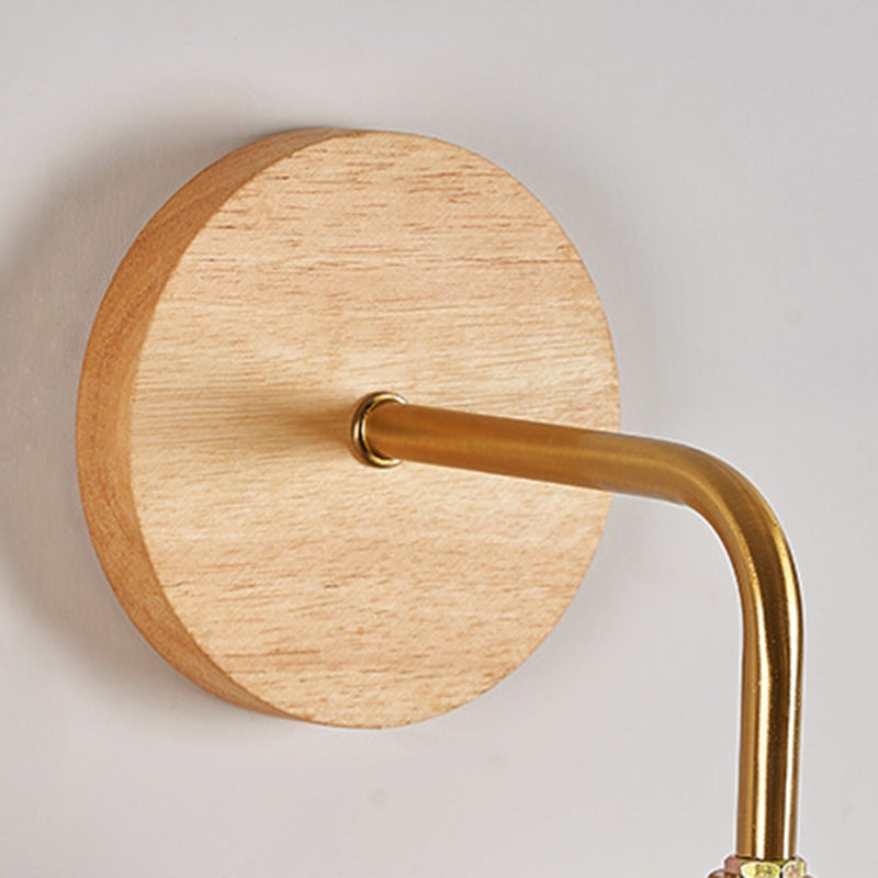 Applique murale 1-lumière en bois massif et résine citrouille créative contemporaine pour salon 