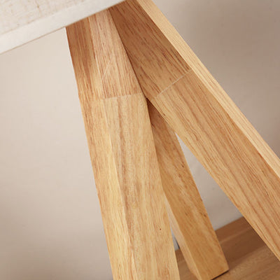 Moderner minimalistischer runder Stativ-Holzfuß Stoffschirm 1-Licht Tischlampe für Wohnzimmer 