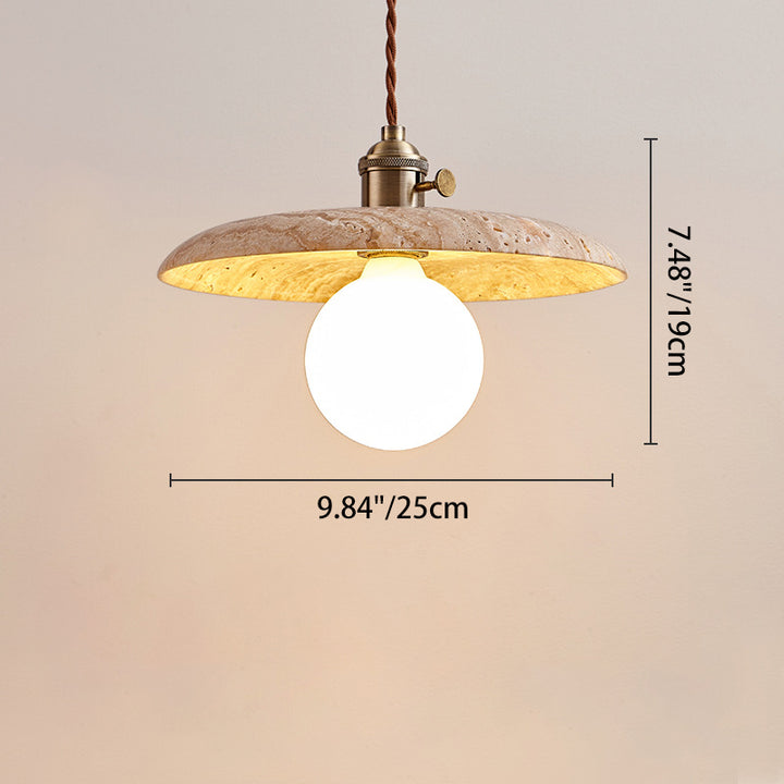 Moderne minimalistische runde Scheibe Gelber Travertin 1-Licht Pendelleuchte für das Schlafzimmer 