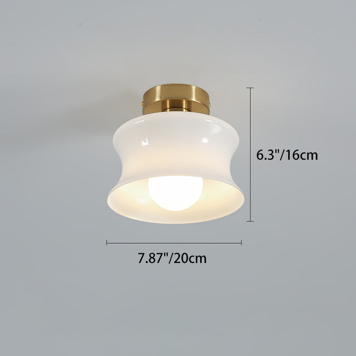 Contemporary Nordic Oval Cylinder Iron Glass 1-Light Semi-Flush Mount Ceiling Light For Living Room