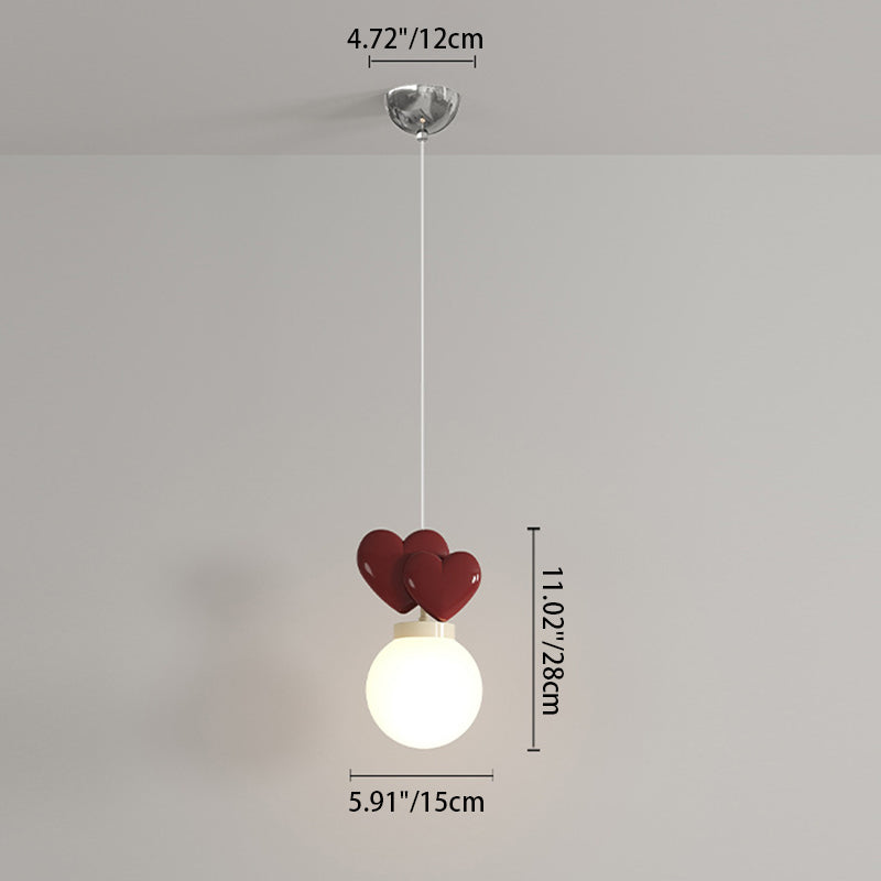 Lustre suspendu à 1 lumière en résine avec matériel moderne minimaliste en forme de cœur d&