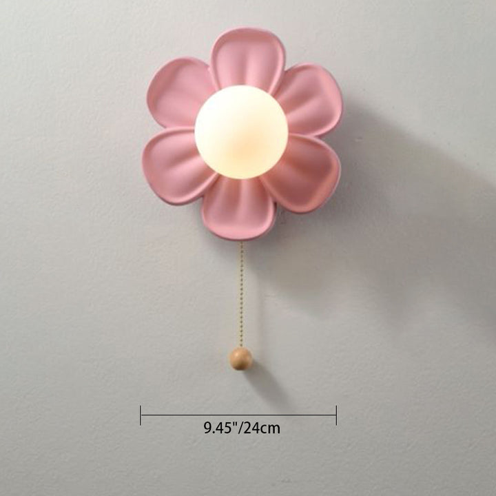 Globe floral créatif contemporain en fer avec abat-jour en PE, applique murale 1 lumière pour salon 