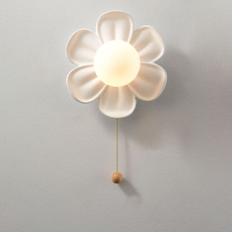 Contemporary Creative Floral Globe Iron Glass Resin Shade 1-Light Wall Sconce Lamp For Living Room