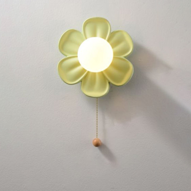 Contemporary Creative Floral Globe Iron Glass Resin Shade 1-Light Wall Sconce Lamp For Living Room