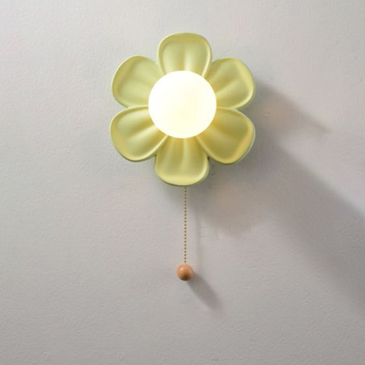 Contemporary Creative Floral Globe Iron Glass Resin Shade 1-Light Wall Sconce Lamp For Living Room
