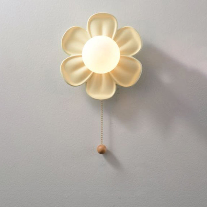 Contemporary Creative Floral Globe Iron Glass Resin Shade 1-Light Wall Sconce Lamp For Living Room