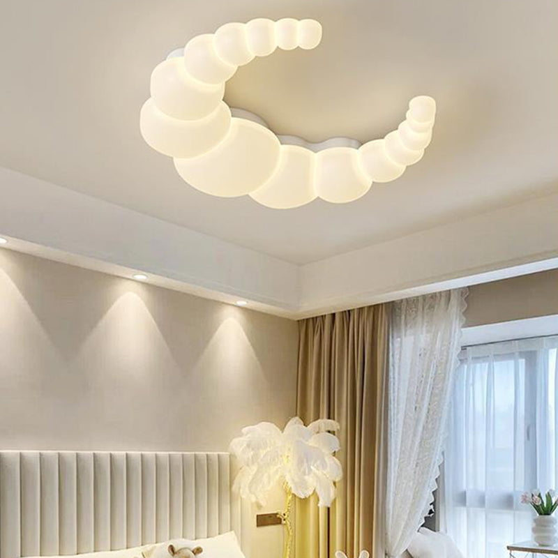 Luz de techo LED montada al ras con pantalla de PE de conejo de flor de luna minimalista moderna de hierro para dormitorio 