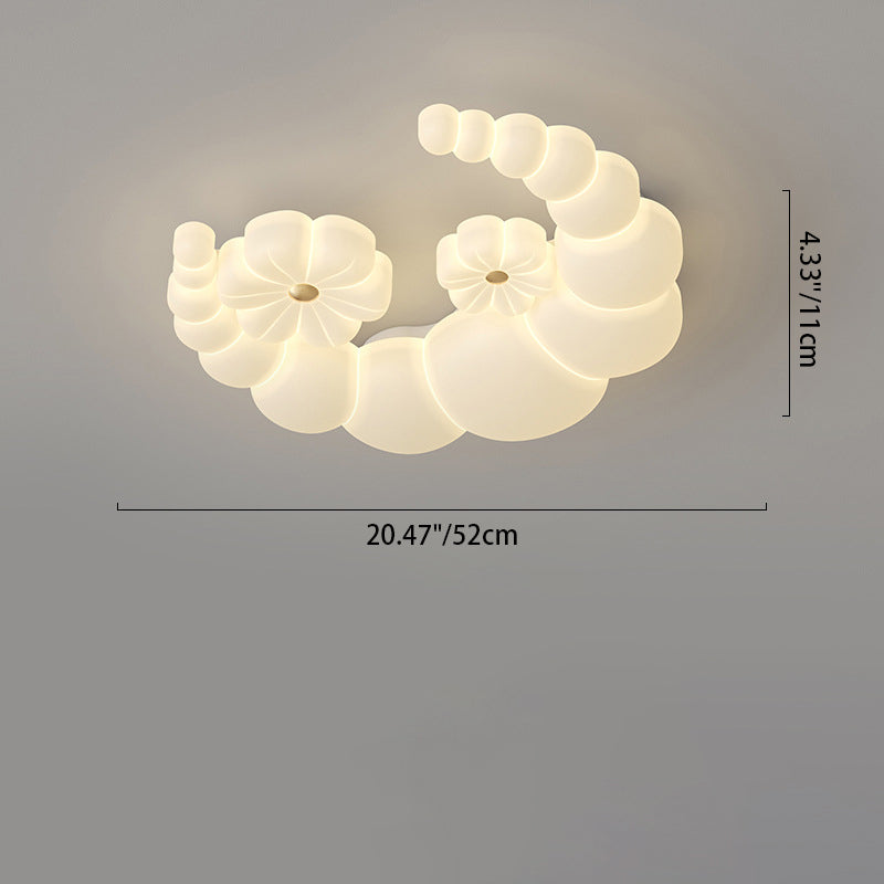 Plafonnier LED moderne minimaliste en forme de lune et de fleur de lapin avec abat-jour en fer PE pour chambre à coucher 