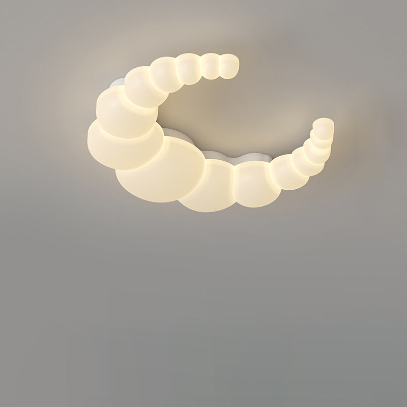 Plafonnier LED moderne minimaliste en forme de lune et de fleur de lapin avec abat-jour en fer PE pour chambre à coucher 