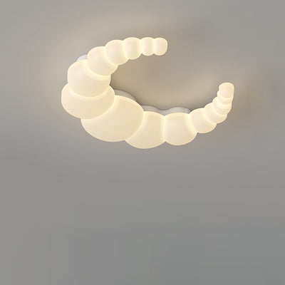 Luz de techo LED montada al ras con pantalla de PE de conejo de flor de luna minimalista moderna de hierro para dormitorio 