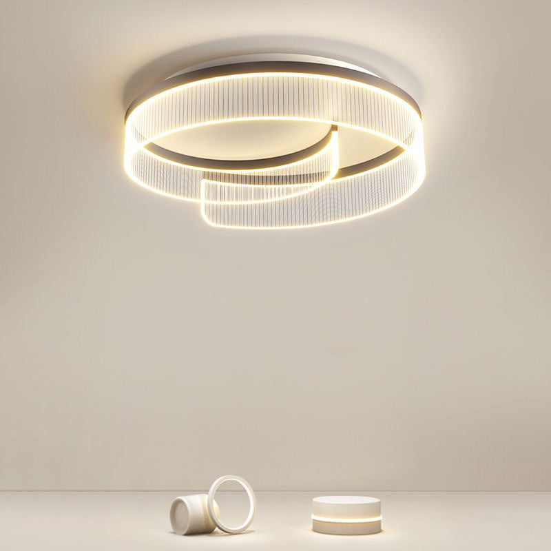 Luz de techo empotrada LED de acrílico con rayas de aluminio y herrajes redondos minimalistas modernos para dormitorio 