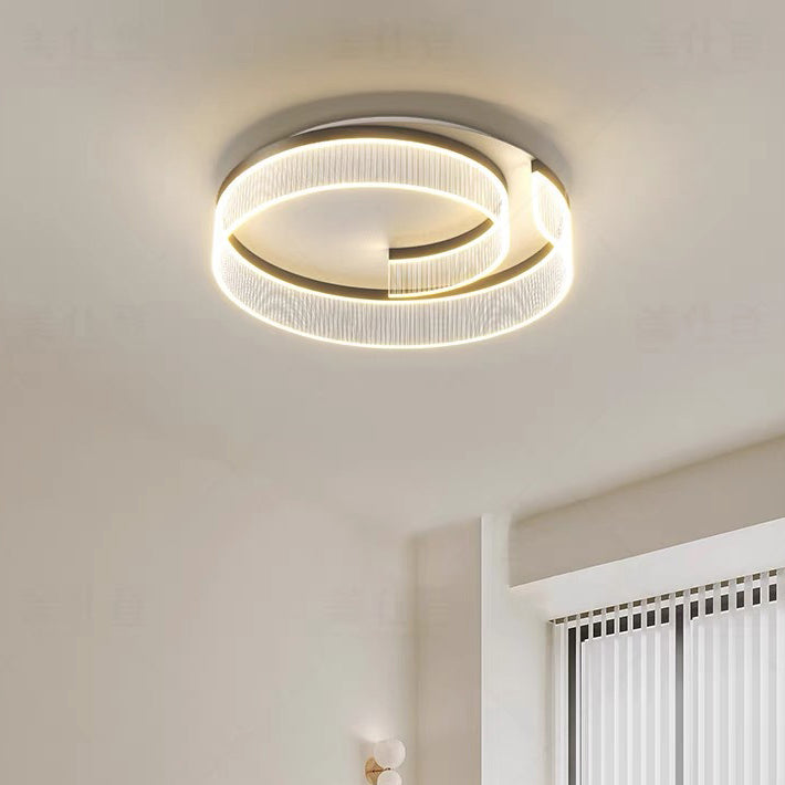 Luz de techo empotrada LED de acrílico con rayas de aluminio y herrajes redondos minimalistas modernos para dormitorio 