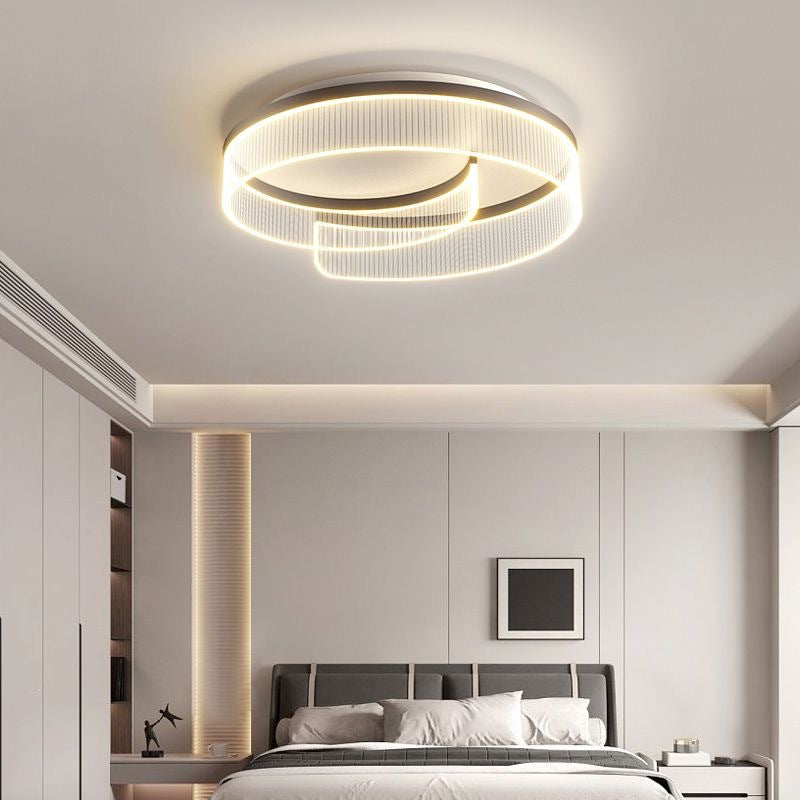 Luz de techo empotrada LED de acrílico con rayas de aluminio y herrajes redondos minimalistas modernos para dormitorio 