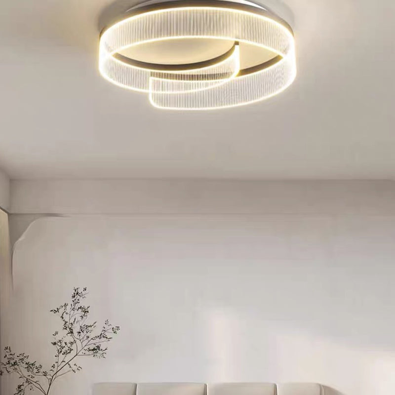 Luz de techo empotrada LED de acrílico con rayas de aluminio y herrajes redondos minimalistas modernos para dormitorio 