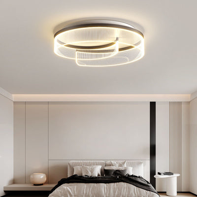 Luz de techo empotrada LED de acrílico con rayas de aluminio y herrajes redondos minimalistas modernos para dormitorio 