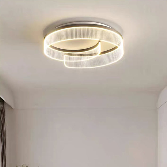 Luz de techo empotrada LED de acrílico con rayas de aluminio y herrajes redondos minimalistas modernos para dormitorio 