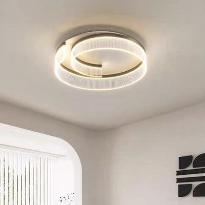 Luz de techo empotrada LED de acrílico con rayas de aluminio y herrajes redondos minimalistas modernos para dormitorio 