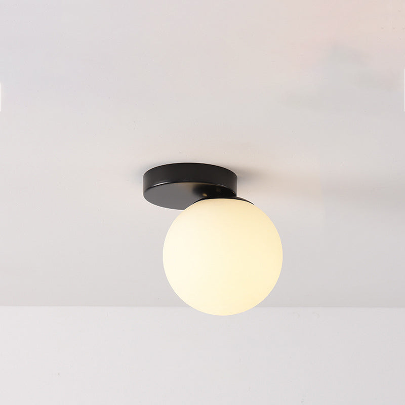 Luz de techo semiempotrada de 1 luz de vidrio y hierro redondo minimalista moderno para sala de estar 