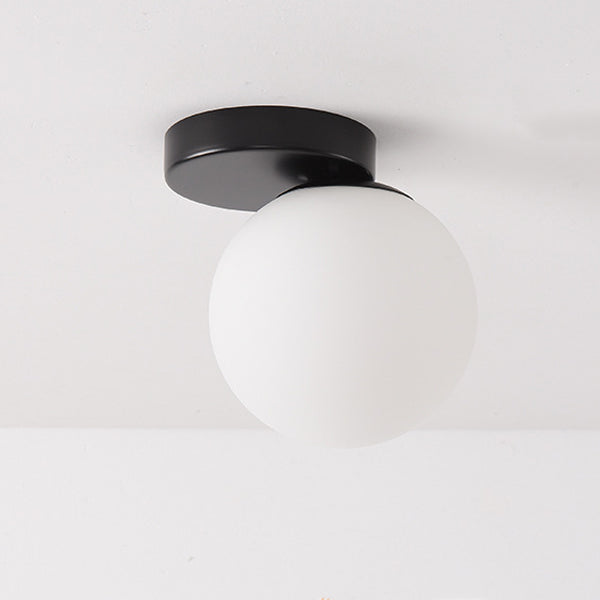 Luz de techo semiempotrada de 1 luz de vidrio y hierro redondo minimalista moderno para sala de estar 