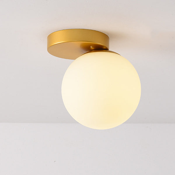 Luz de techo semiempotrada de 1 luz de vidrio y hierro redondo minimalista moderno para sala de estar 