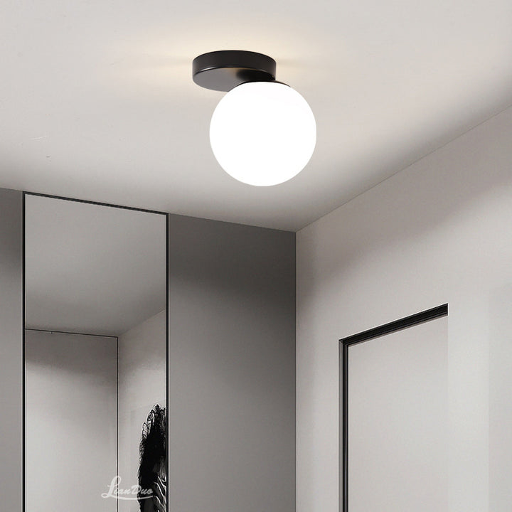 Luz de techo semiempotrada de 1 luz de vidrio y hierro redondo minimalista moderno para sala de estar 