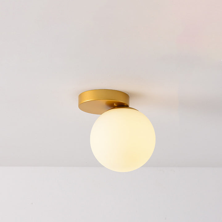 Luz de techo semiempotrada de 1 luz de vidrio y hierro redondo minimalista moderno para sala de estar 