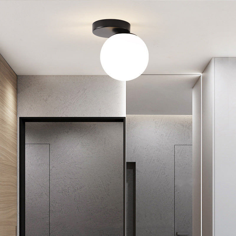 Luz de techo semiempotrada de 1 luz de vidrio y hierro redondo minimalista moderno para sala de estar 