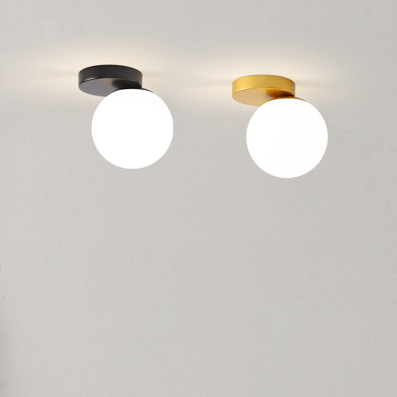 Luz de techo semiempotrada de 1 luz de vidrio y hierro redondo minimalista moderno para sala de estar 