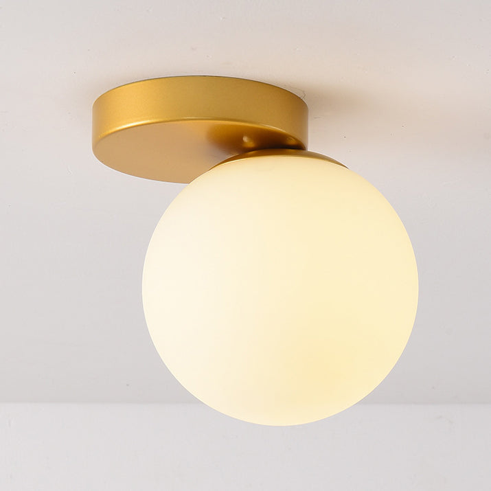 Luz de techo semiempotrada de 1 luz de vidrio y hierro redondo minimalista moderno para sala de estar 