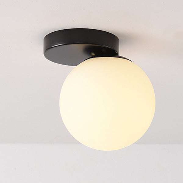 Luz de techo semiempotrada de 1 luz de vidrio y hierro redondo minimalista moderno para sala de estar 