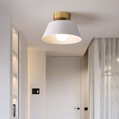 Moderne minimalistische runde trapezförmige Eisen-Deckenleuchte mit 1 Licht für das Wohnzimmer 