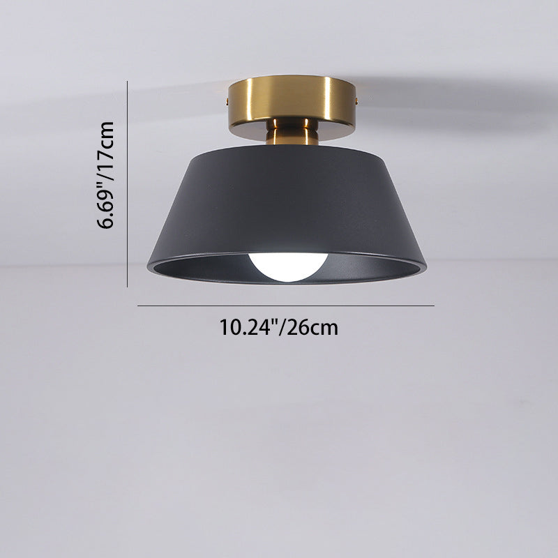 Moderne minimalistische runde trapezförmige Eisen-Deckenleuchte mit 1 Licht für das Wohnzimmer 