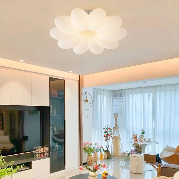 Luz de techo LED empotrada con pantalla acrílica y hardware floral minimalista moderno para dormitorio 