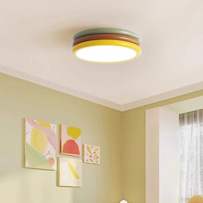 Luz de techo LED de montaje empotrado con pantalla de acrílico de hierro redonda de múltiples capas creativa contemporánea para dormitorio 