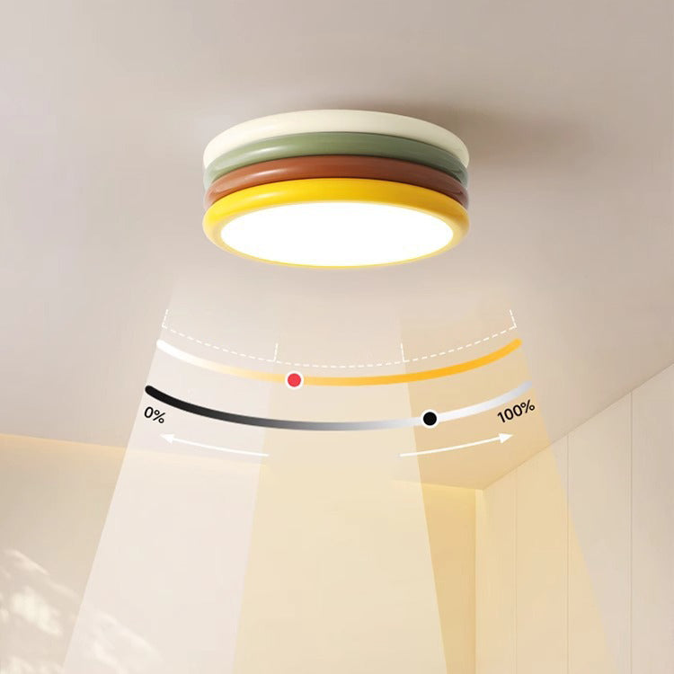 Luz de techo LED de montaje empotrado con pantalla de acrílico de hierro redonda de múltiples capas creativa contemporánea para dormitorio 
