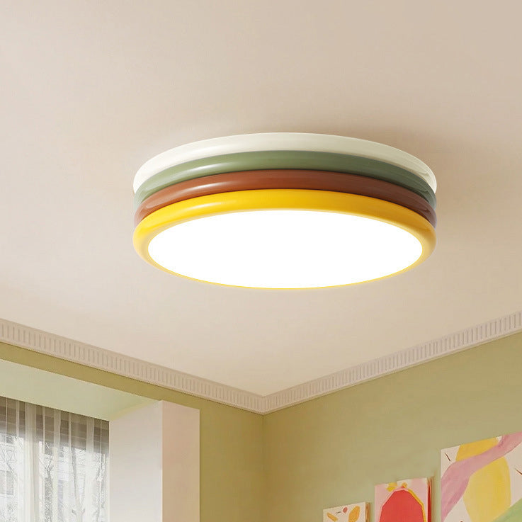 Luz de techo LED de montaje empotrado con pantalla de acrílico de hierro redonda de múltiples capas creativa contemporánea para dormitorio 