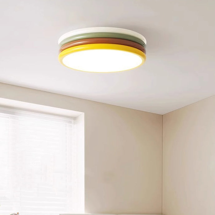 Luz de techo LED de montaje empotrado con pantalla de acrílico de hierro redonda de múltiples capas creativa contemporánea para dormitorio 