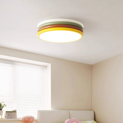Luz de techo LED de montaje empotrado con pantalla de acrílico de hierro redonda de múltiples capas creativa contemporánea para dormitorio 
