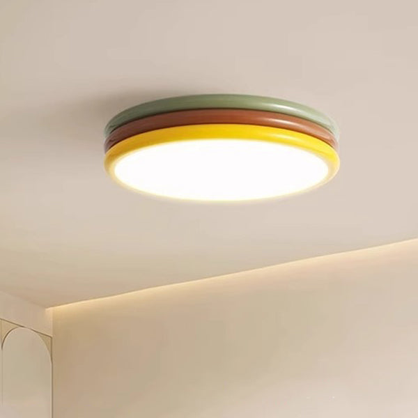 Luz de techo LED de montaje empotrado con pantalla de acrílico de hierro redonda de múltiples capas creativa contemporánea para dormitorio 