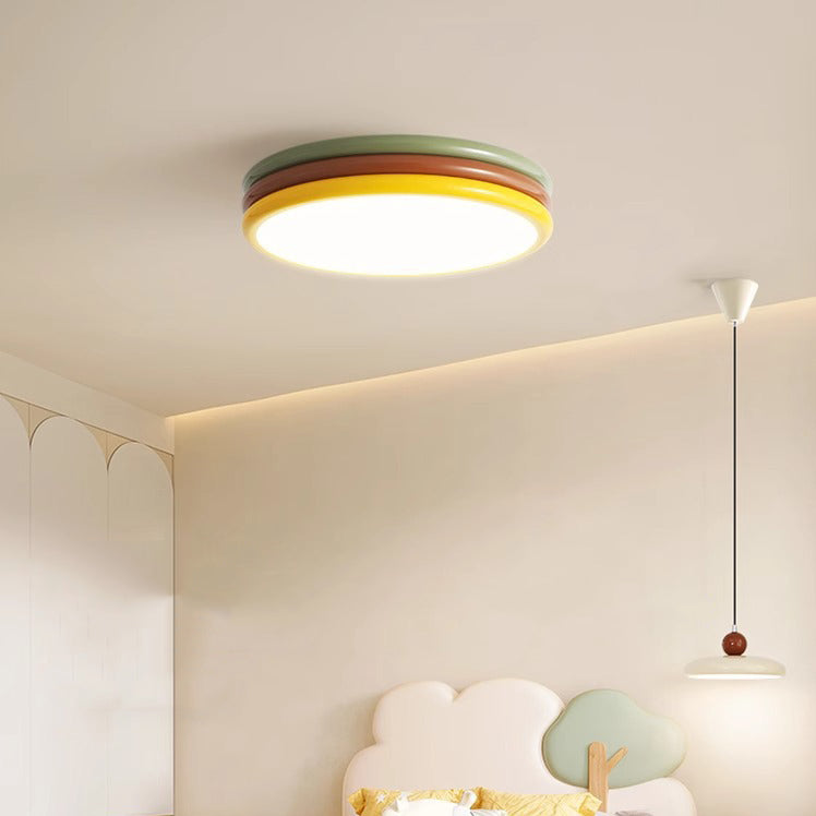 Luz de techo LED de montaje empotrado con pantalla de acrílico de hierro redonda de múltiples capas creativa contemporánea para dormitorio 