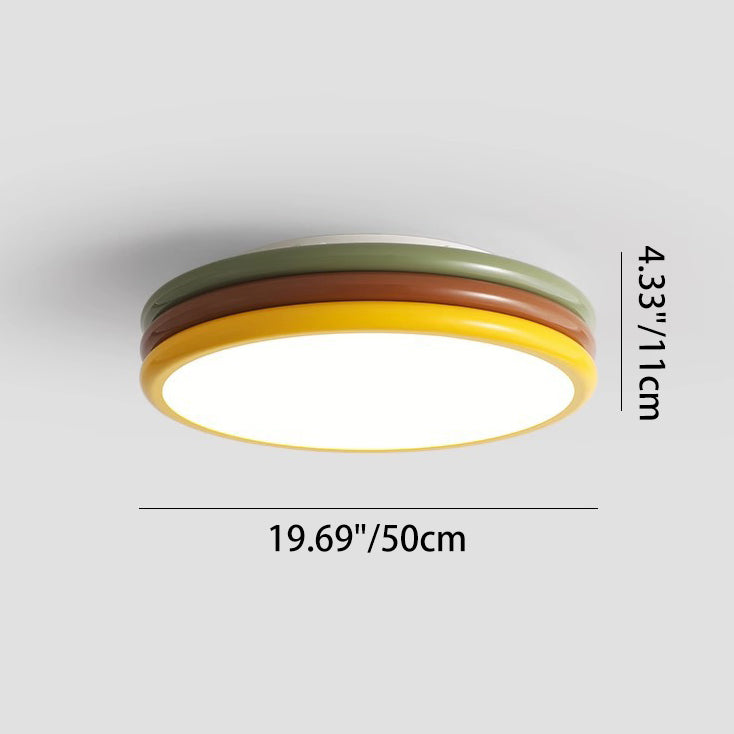 Luz de techo LED de montaje empotrado con pantalla de acrílico de hierro redonda de múltiples capas creativa contemporánea para dormitorio 