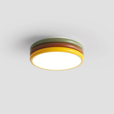Luz de techo LED de montaje empotrado con pantalla de acrílico de hierro redonda de múltiples capas creativa contemporánea para dormitorio 