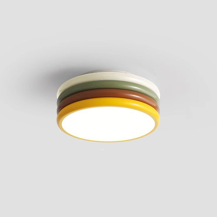 Luz de techo LED de montaje empotrado con pantalla de acrílico de hierro redonda de múltiples capas creativa contemporánea para dormitorio 