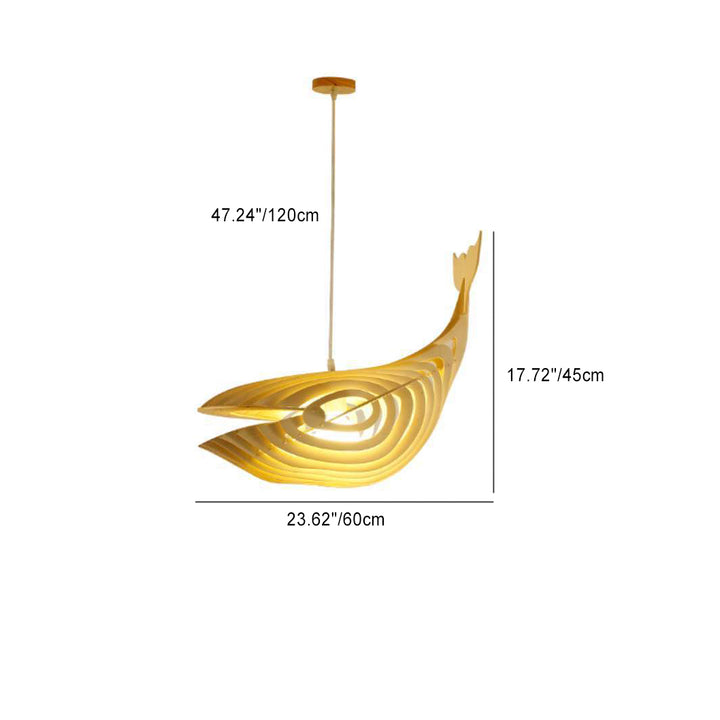Lámpara de Araña de Madera de Ballena China Tradicional de 1 Luz para Comedor 